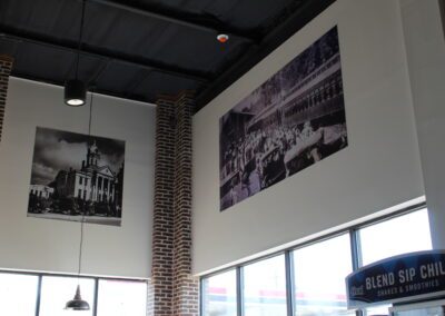 interior walls with large photographs