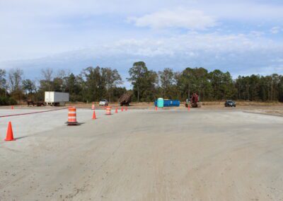 large space outdoor space with traffic cones